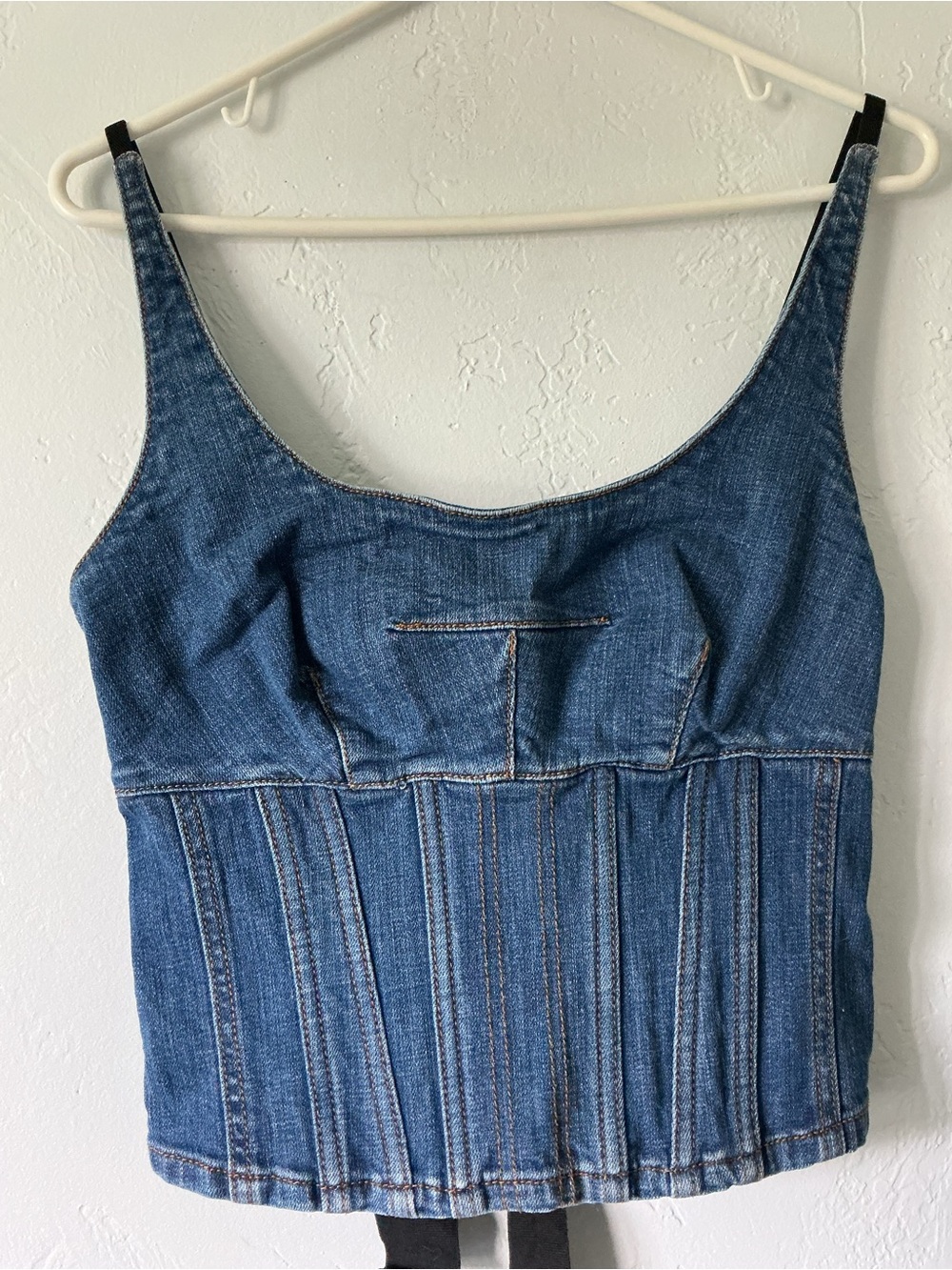 Maeve Denim Corset Tank Top with Tie Back Detail - Picture 2 of 8